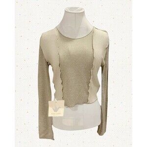 Paper Crane Two-Toned Taupe Color Crop Top, Size Medium, NWT